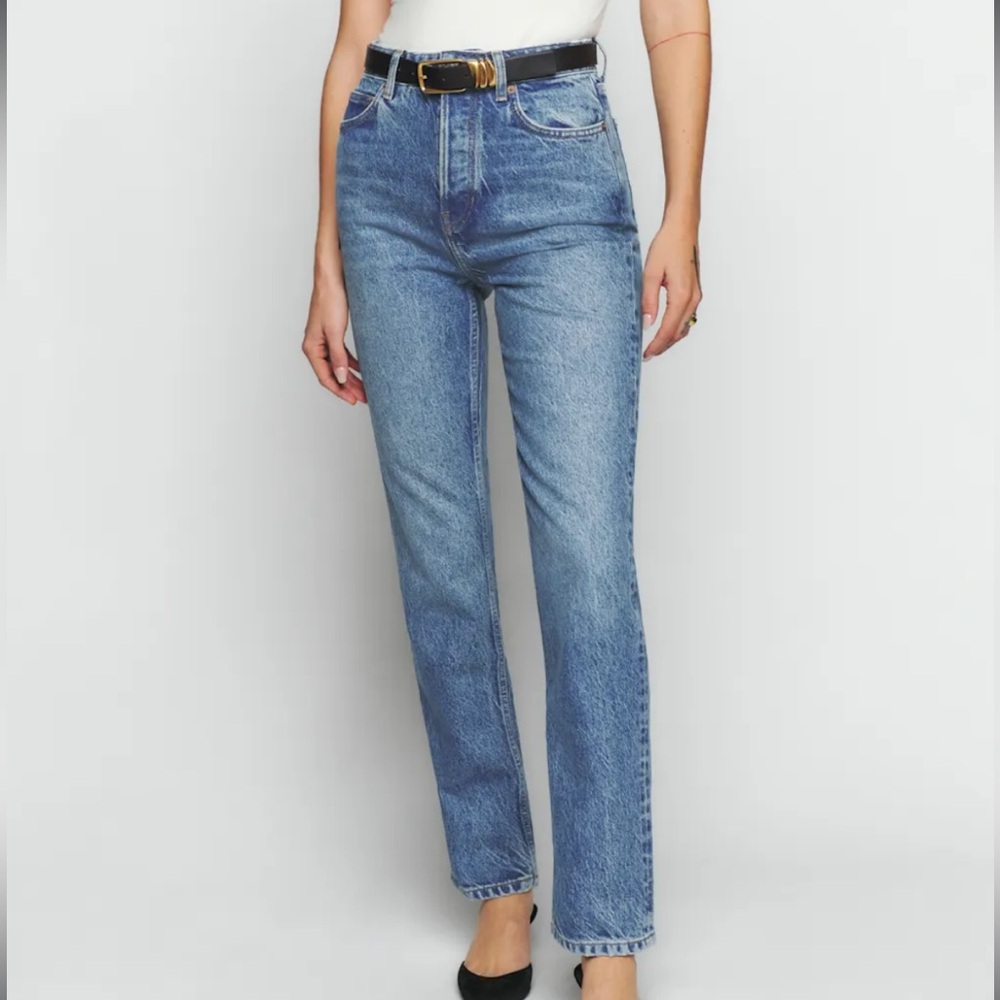 Reformation Cynthia High Rise Straight Jean in Colorado